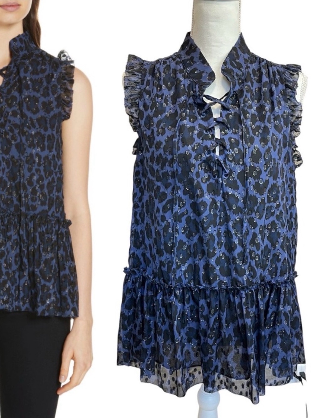 Kate Spade Leopard Clip Dot Blouse Top